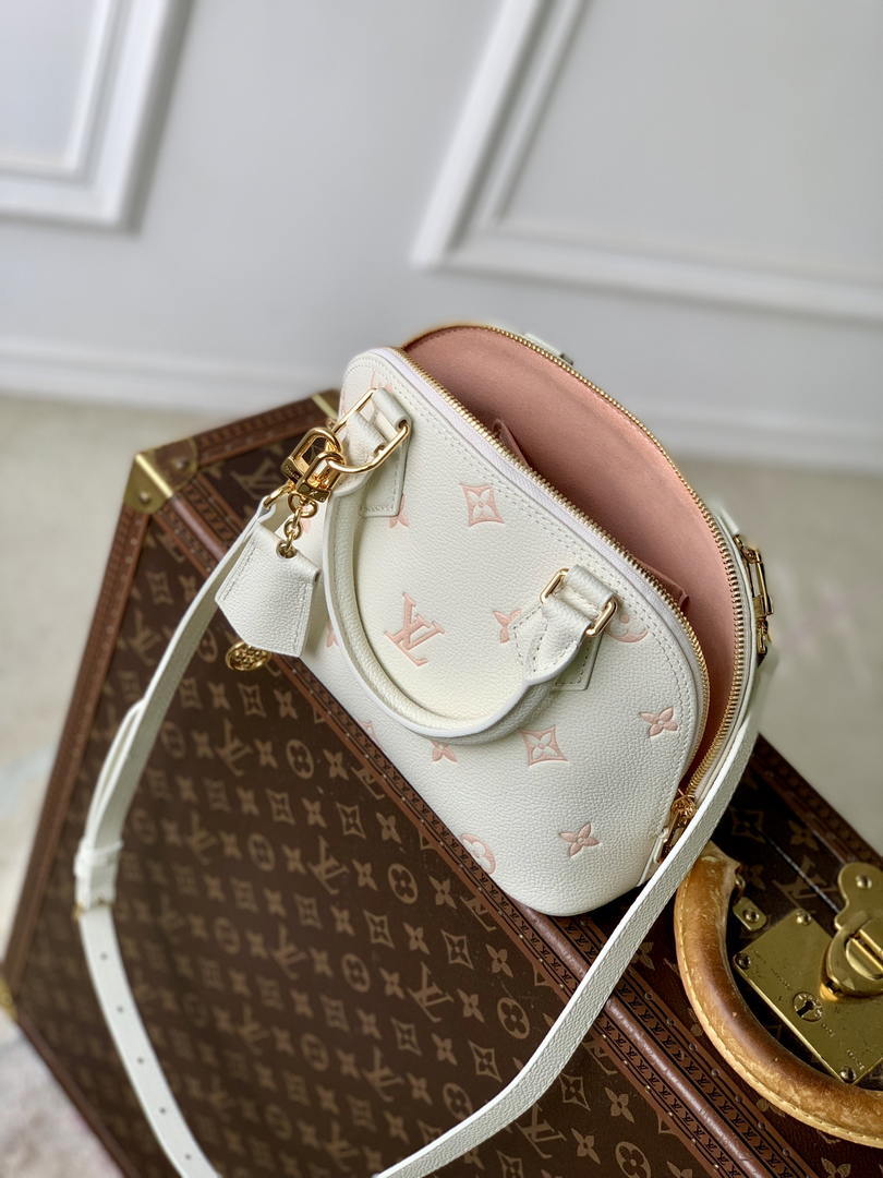 Louis Vuitton LV M27574 Alma BB Bag Monogram Empreinte White &Pink