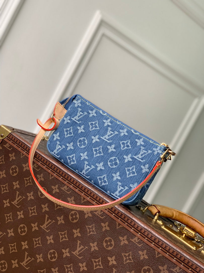 Louis Vuitton  LV M27602 Pochette Accessoire Cargo Bag Blue Denim