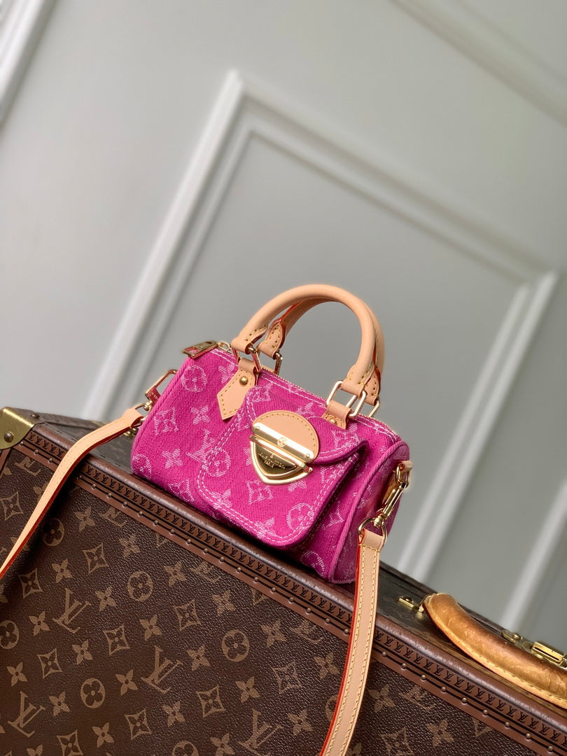 Louis Vuitton  LV M27603 Nano Speedy Bag Fuchsia Denim