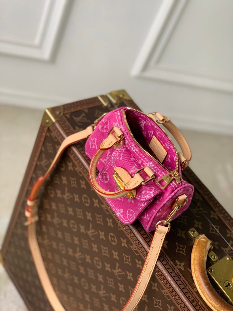 Louis Vuitton  LV M27603 Nano Speedy Bag Fuchsia Denim - Default Title - View 11