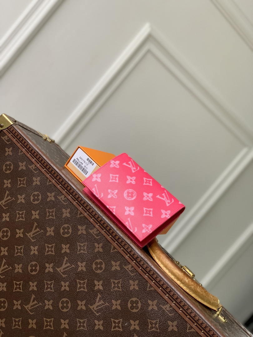 Louis Vuitton LV M27612 Passport Cover Other Monogram Canvas Rose Red