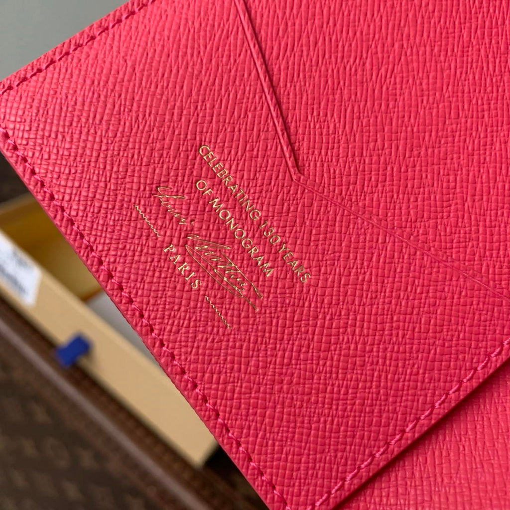Louis Vuitton LV M27612 Passport Cover Other Monogram Canvas Rose Red