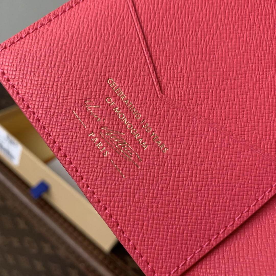 Louis Vuitton LV M27612 Passport Cover Other Monogram Canvas Rose Red