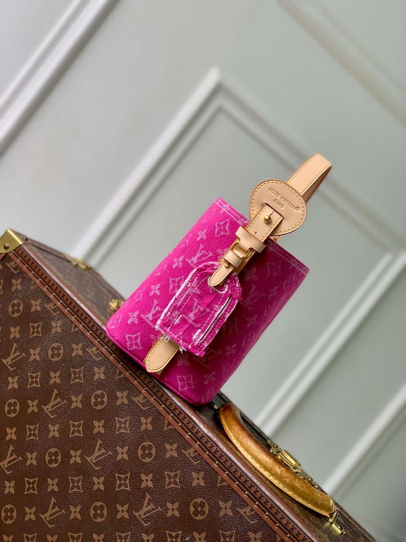 Louis Vuitton LV M27626 All In BB Bag Fuchsia Denim