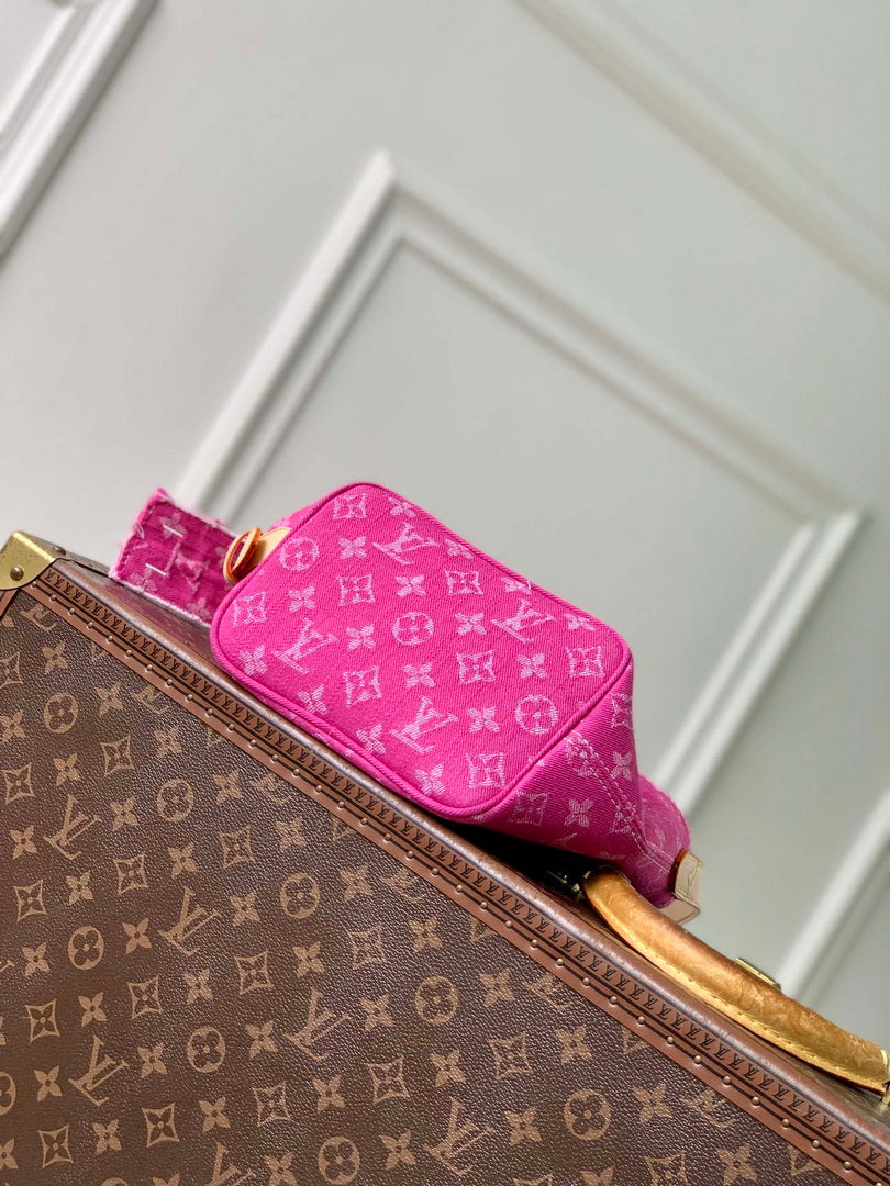 Louis Vuitton LV M27626 All In BB Bag Fuchsia Denim