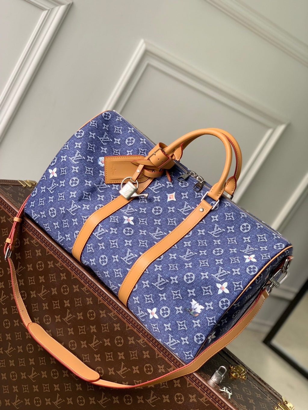 Louis Vuitton LV M27781 Keepall Bandoulière 50 Bag Blue