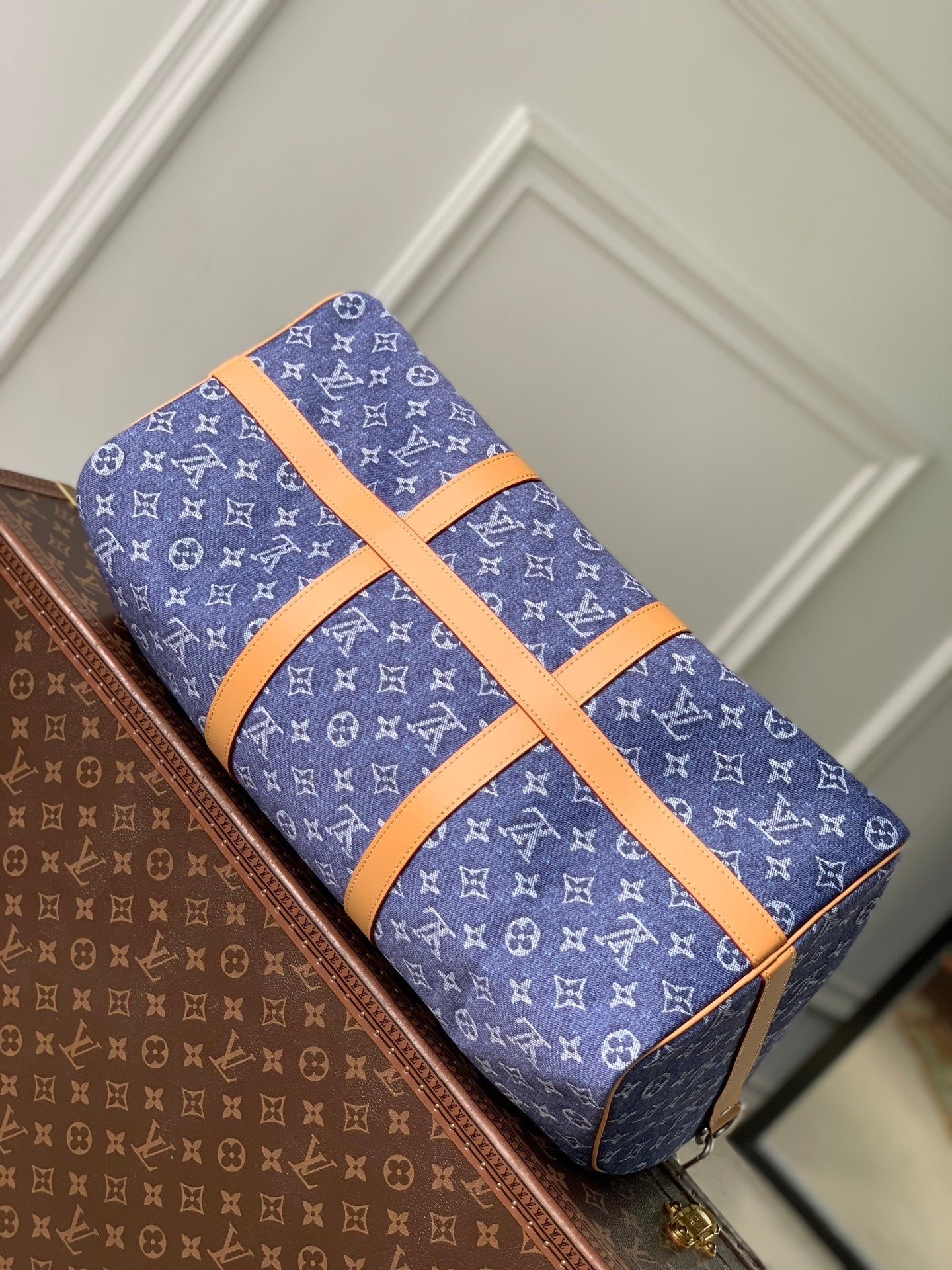 Louis Vuitton LV M27781 Keepall Bandoulière 50 Bag Blue