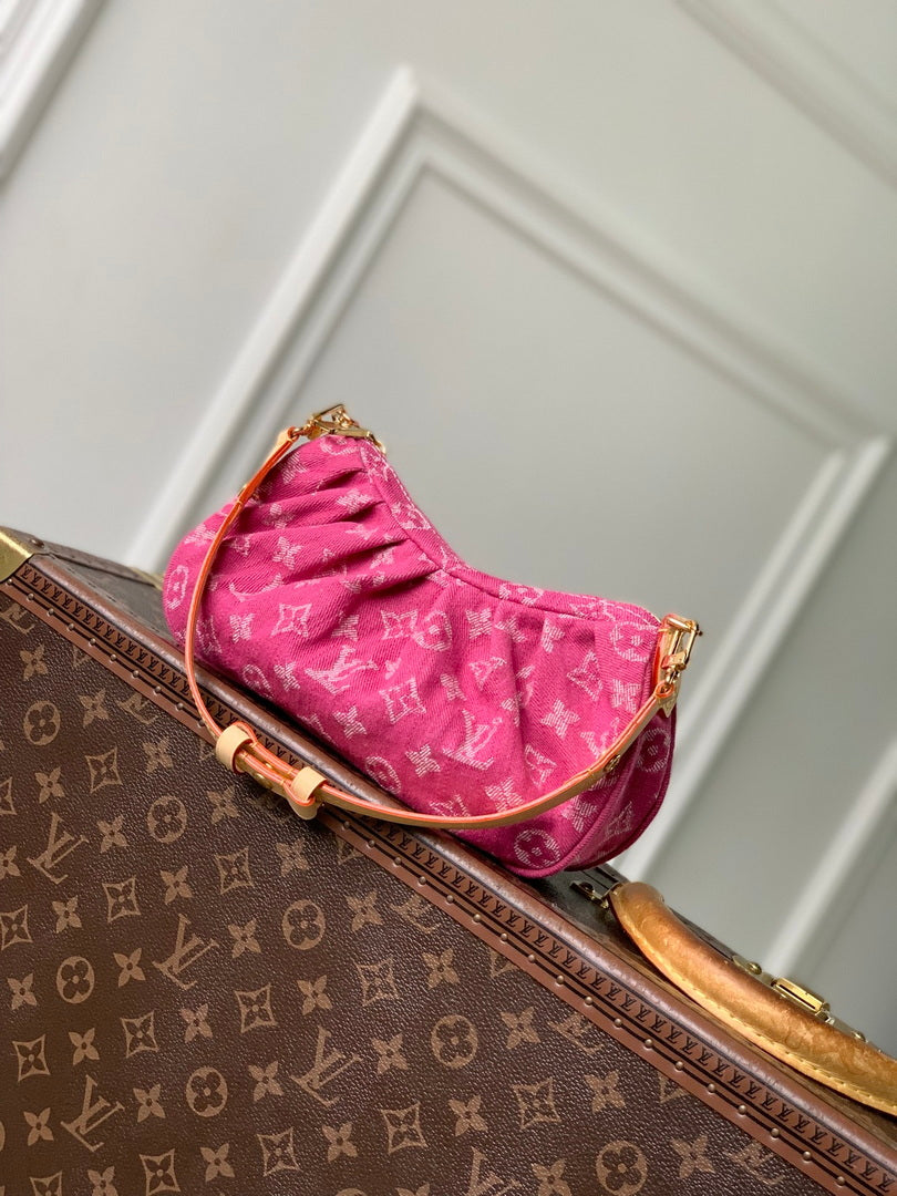 Louis Vuitton  LV M28327 Pochette Valley Bag Fuchsia Denim