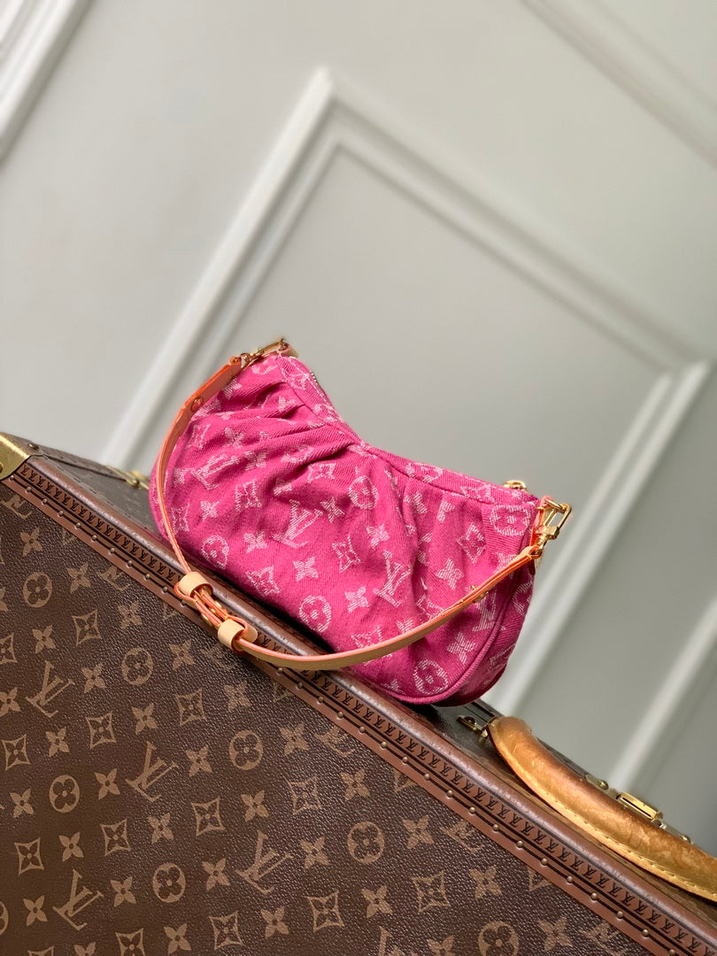 Louis Vuitton  LV M28327 Pochette Valley Bag Fuchsia Denim