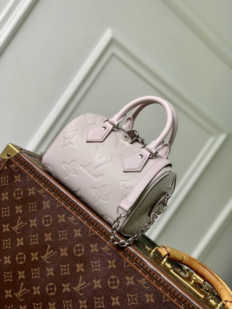 Louis Vuitton LV M28343 Speedy Bandouliere 20 Monogram Empreinte Brume Gray