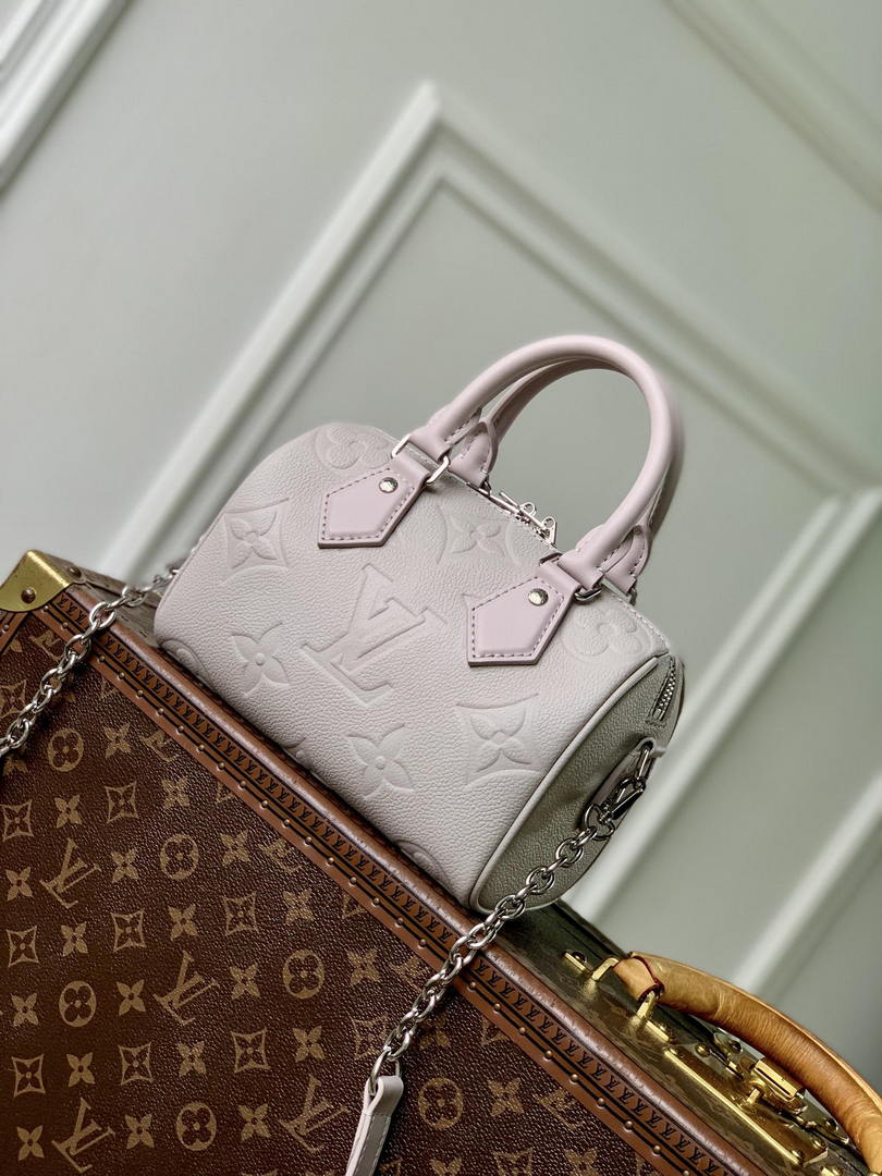Louis Vuitton LV M28343 Speedy Bandouliere 20 Monogram Empreinte Brume Gray