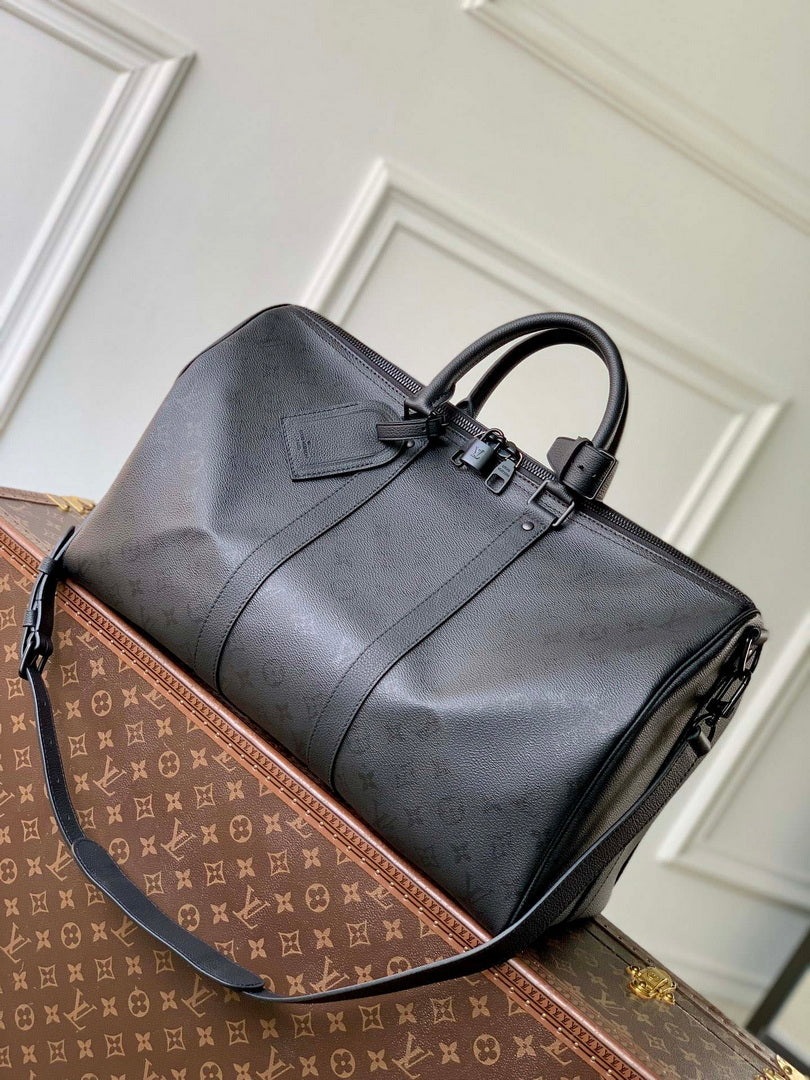 Louis Vuitton LV M28403 Keepall Bandouliere 45 Bag Black