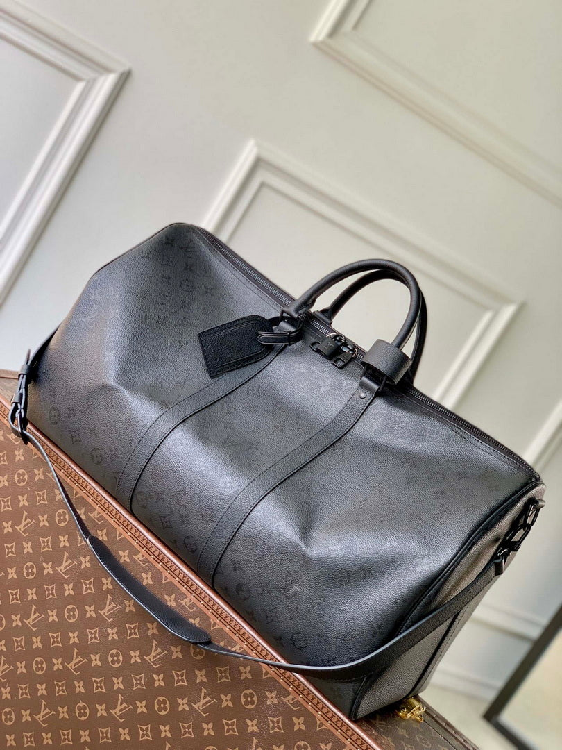 Louis Vuitton LV M28403 Keepall Bandouliere 55 Bag Black