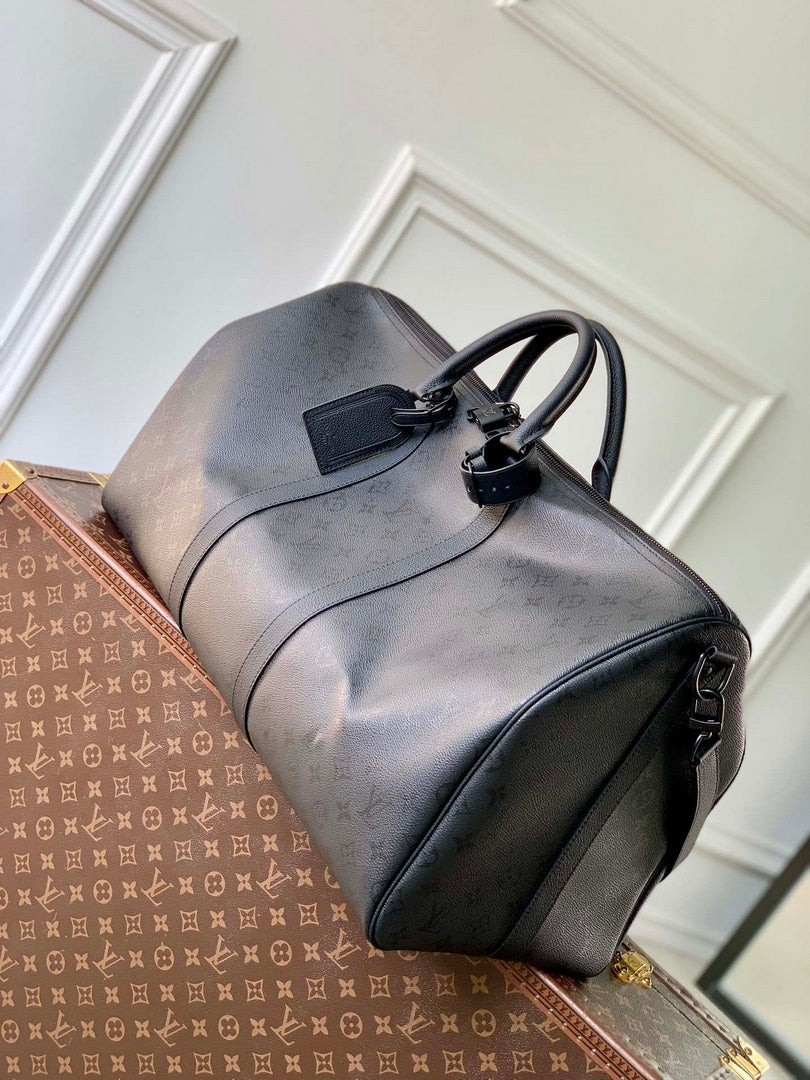 Louis Vuitton LV M28403 Keepall Bandouliere 55 Bag Black