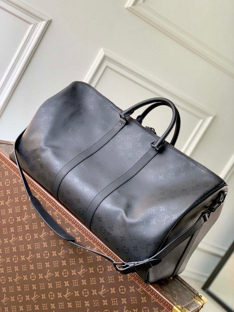 Louis Vuitton LV M28403 Keepall Bandouliere 55 Bag Black