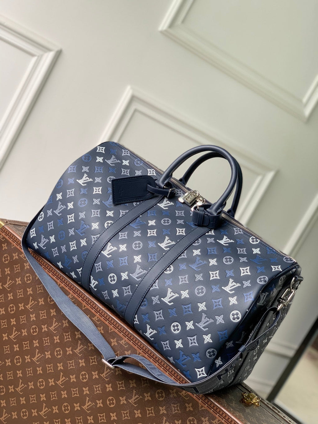 Louis Vuitton LV M28836 Keepall Bandoulière 50 Bag Navy Blue