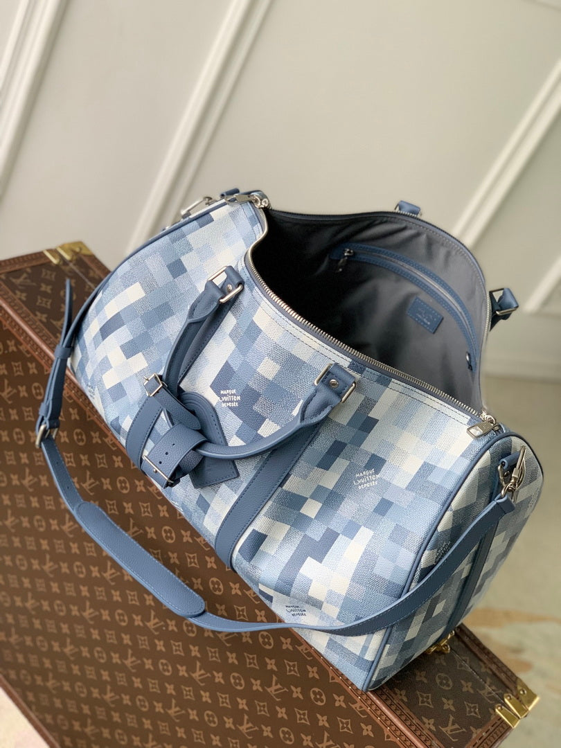 Louis Vuitton LV M28842 Keepall Bandoulière 50 Bag Denim Blue