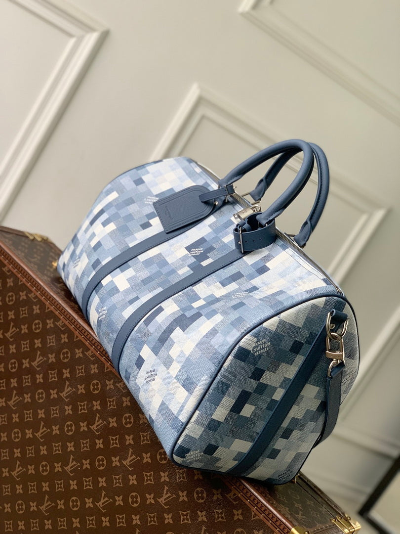 Louis Vuitton LV M28842 Keepall Bandoulière 50 Bag Denim Blue
