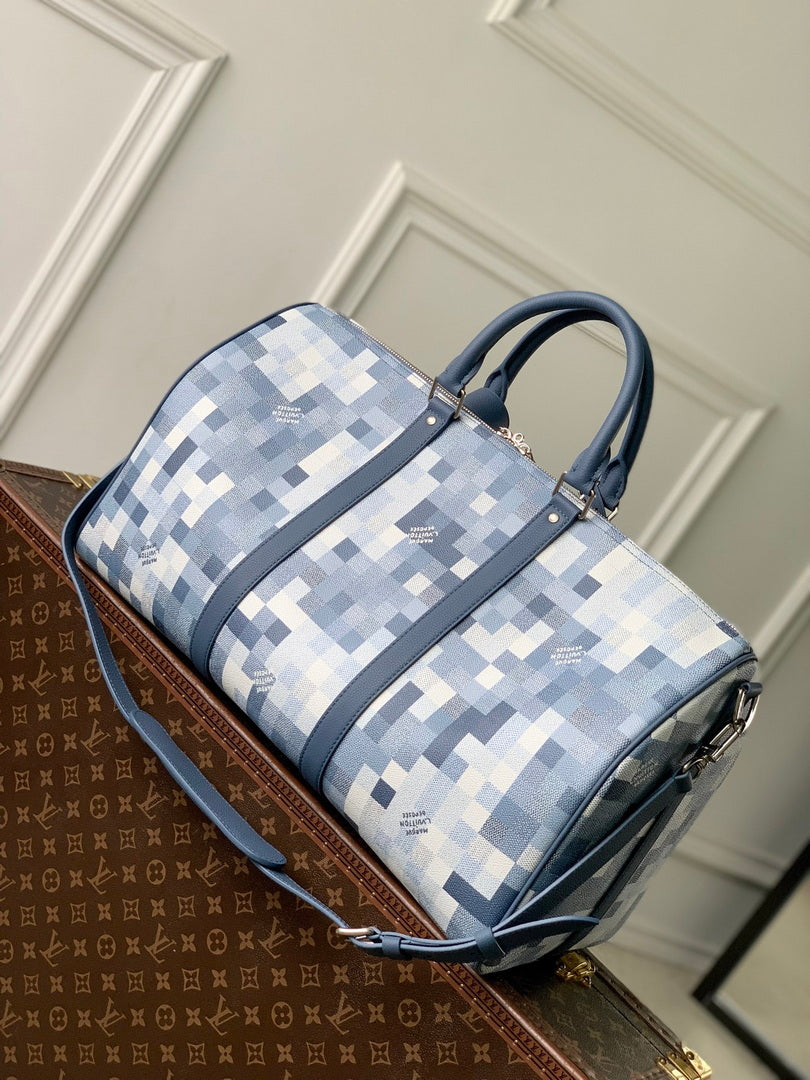 Louis Vuitton LV M28842 Keepall Bandoulière 50 Bag Denim Blue - Default Title - View 3