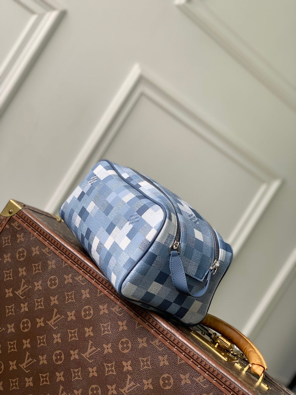 Louis Vuitton  LV M28847 Dopp Kit Bag Denim Blue