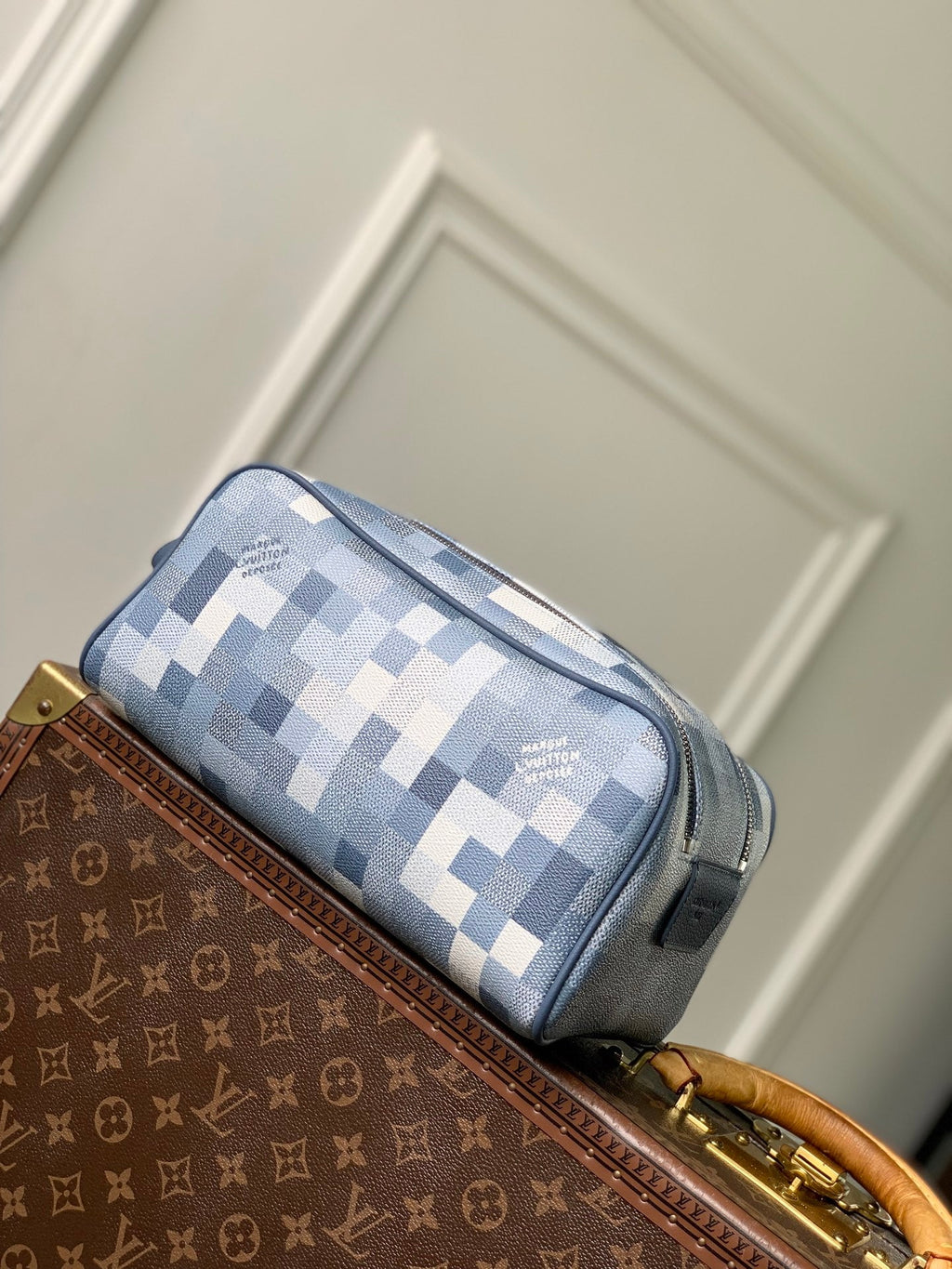 Louis Vuitton  LV M28847 Dopp Kit Bag Denim Blue