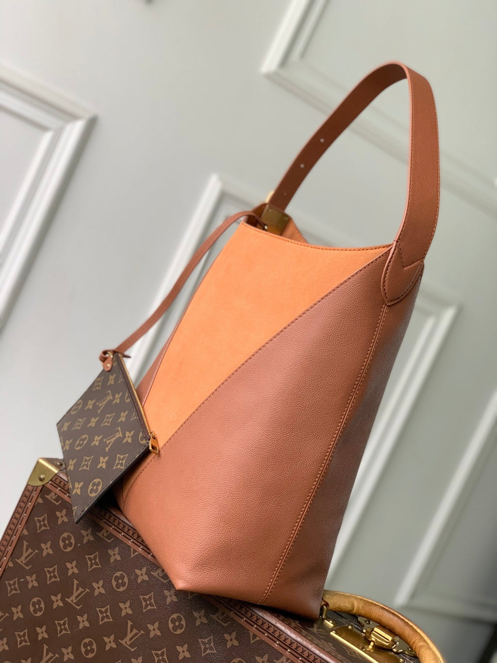 Louis Vuitton LV M29156 Low Key Hobo MM Bag Cognac Brown