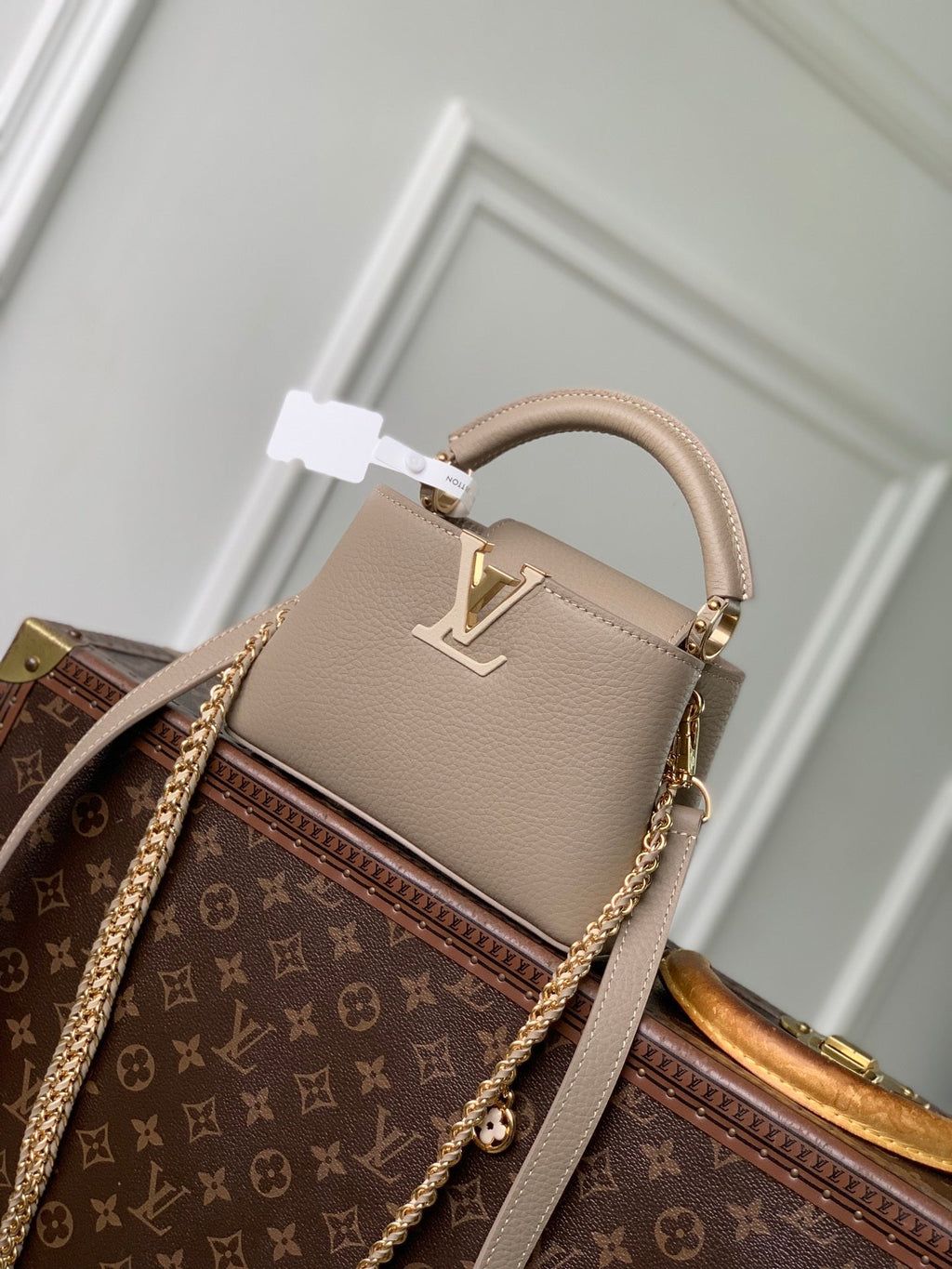Louis Vuitton LV M29440 Capucines Mini Bag Galet Grey Taurillon leather