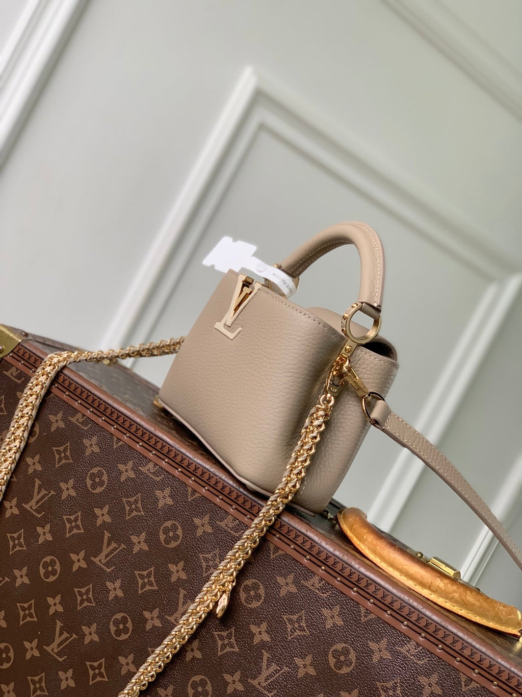 Louis Vuitton LV M29440 Capucines Mini Bag Galet Grey Taurillon leather
