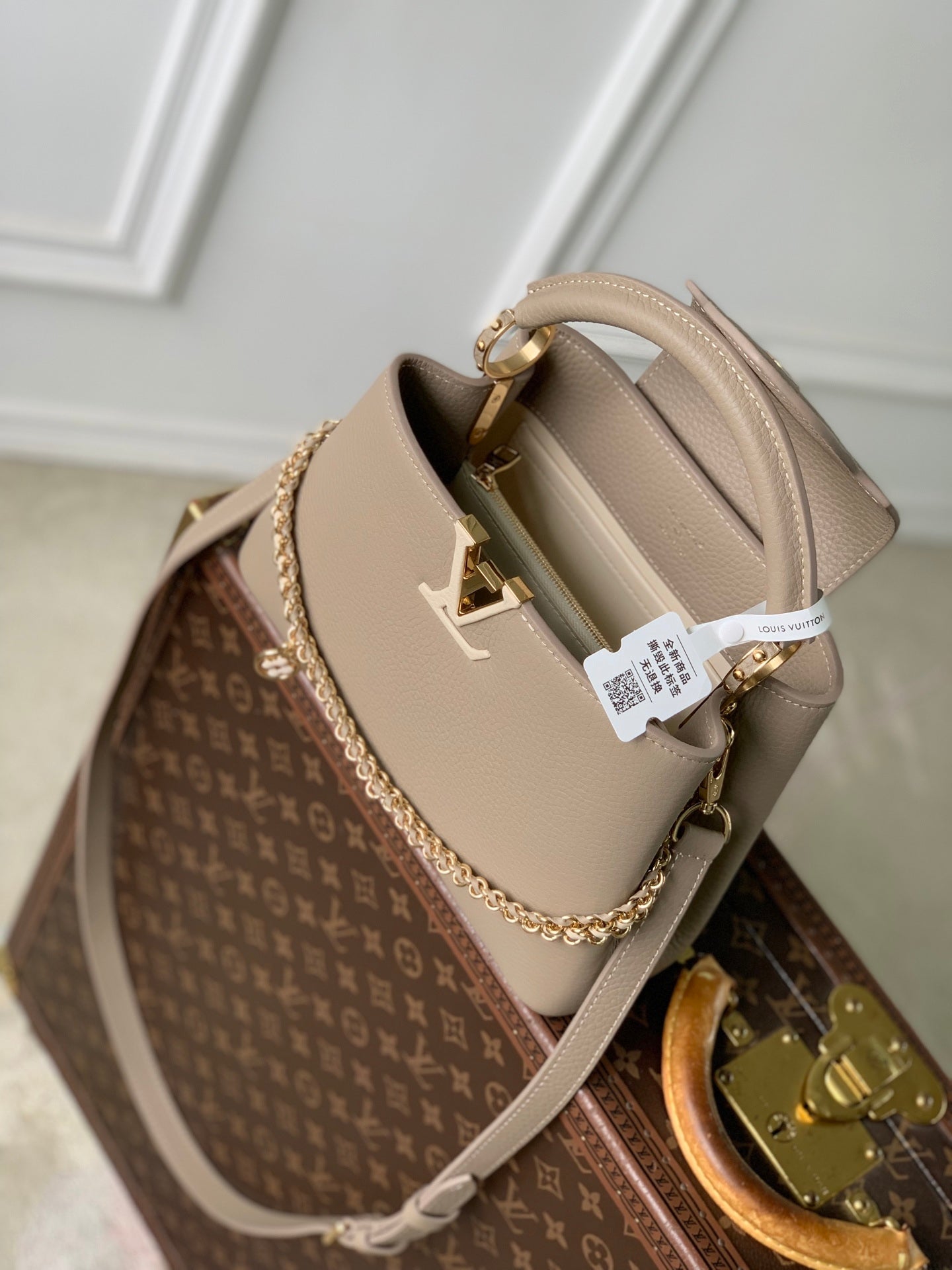 Louis Vuitton LV M29440 Capucines BB Bag Galet Grey Taurillon leather