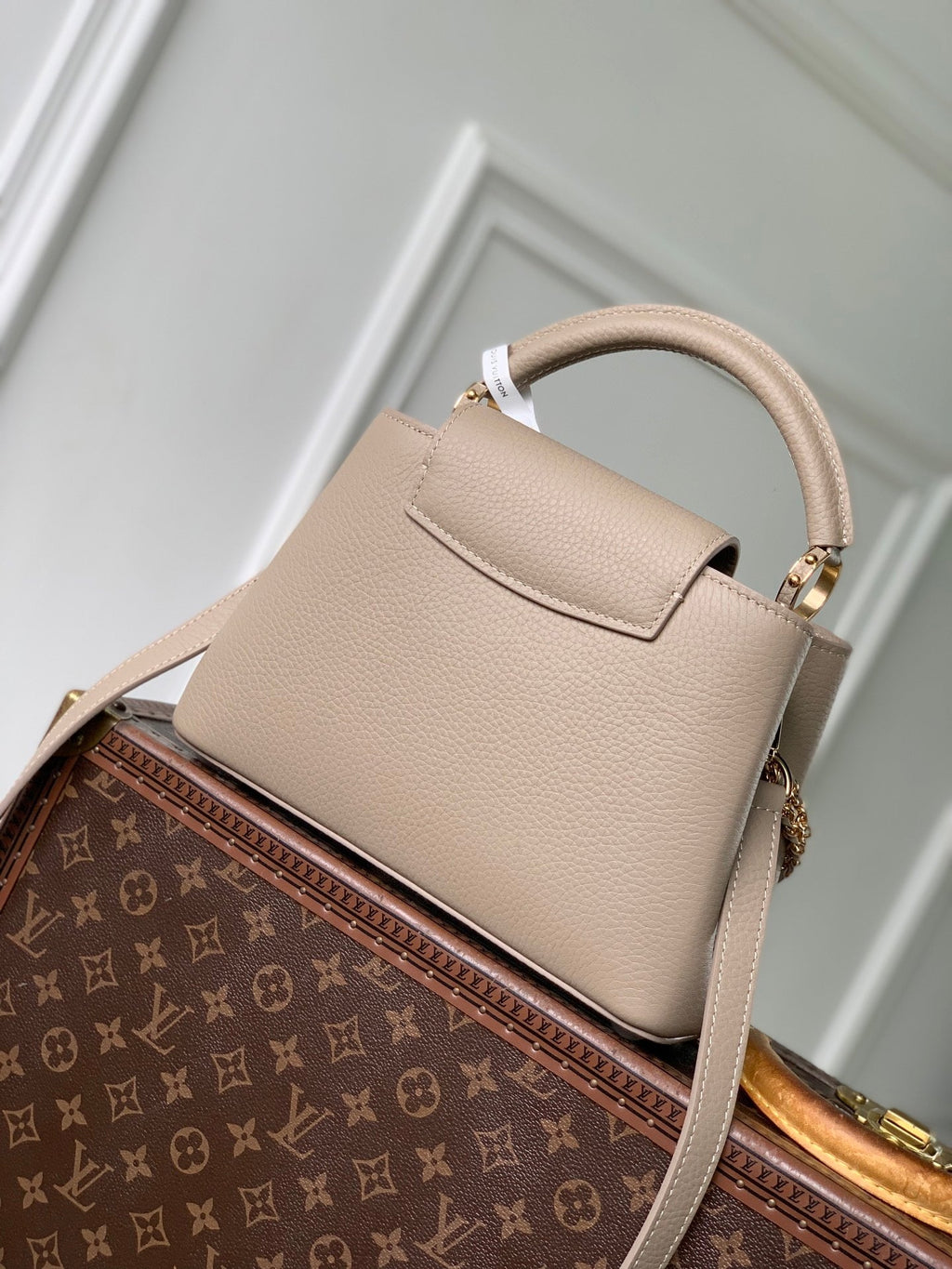 Louis Vuitton LV M29440 Capucines BB Bag Galet Grey Taurillon leather
