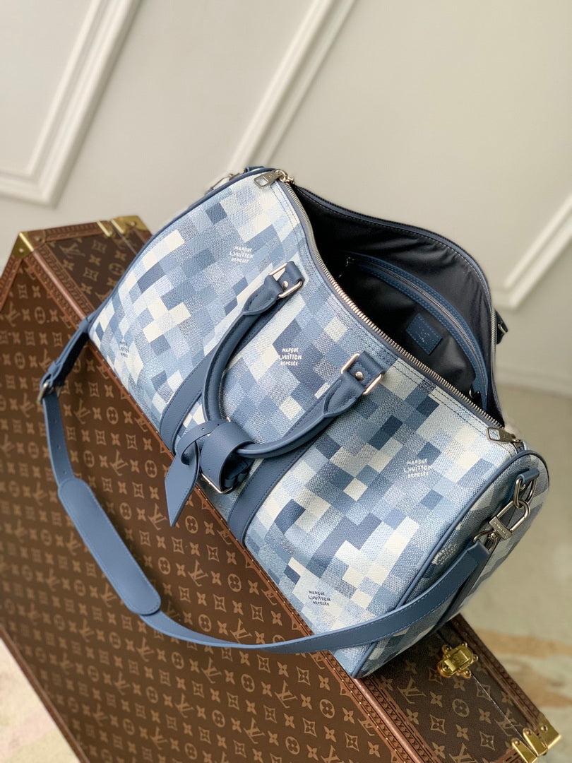 Louis Vuitton LV M29601 Keepall Bandoulière 45 Bag Denim Blue