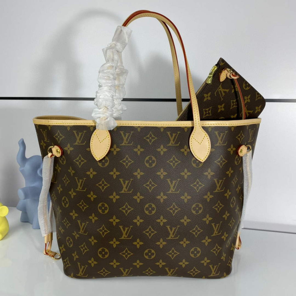 Louis Vuitton LV M40995 Neverfull MM Monogram?Canvas Beige