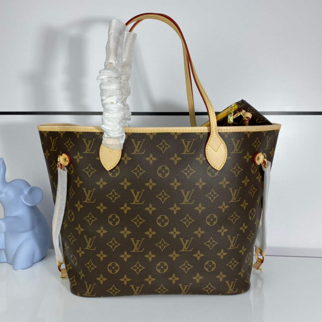 Louis Vuitton LV M40997 Neverfull MM Monogram?Canvas Cerise Yellow