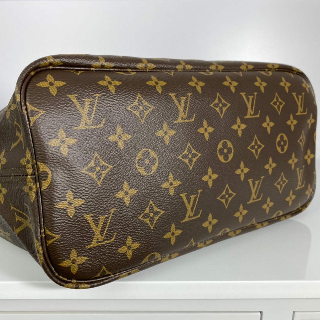 Louis Vuitton LV M40997 Neverfull MM Monogram?Canvas Cerise Yellow