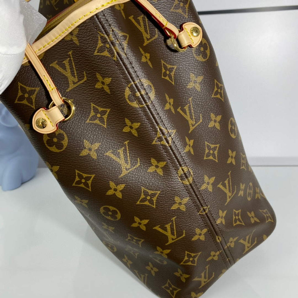 Louis Vuitton LV M40997 Neverfull MM Monogram?Canvas Cerise Yellow