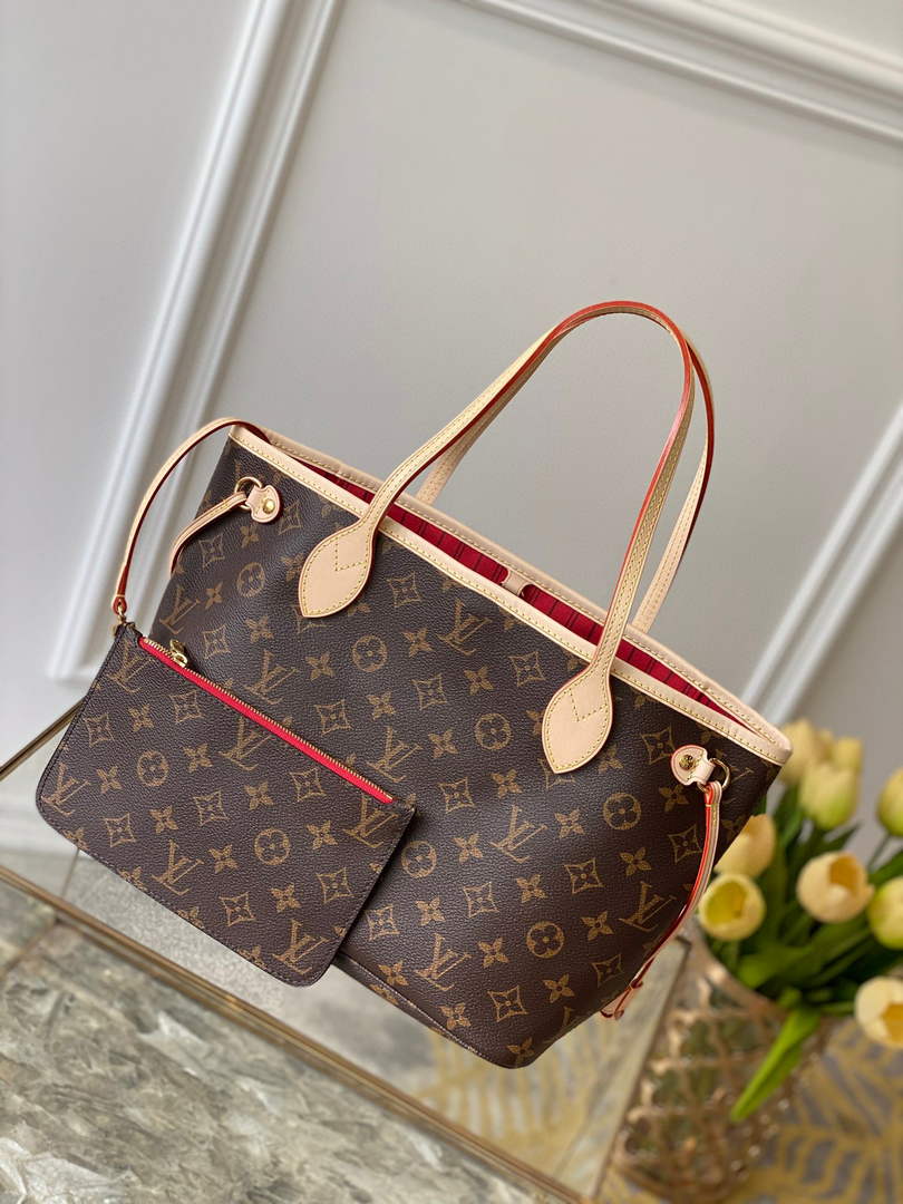 Louis Vuitton LV M41001 Neverfull PM Monogram Canvas Red - Default Title - View 1