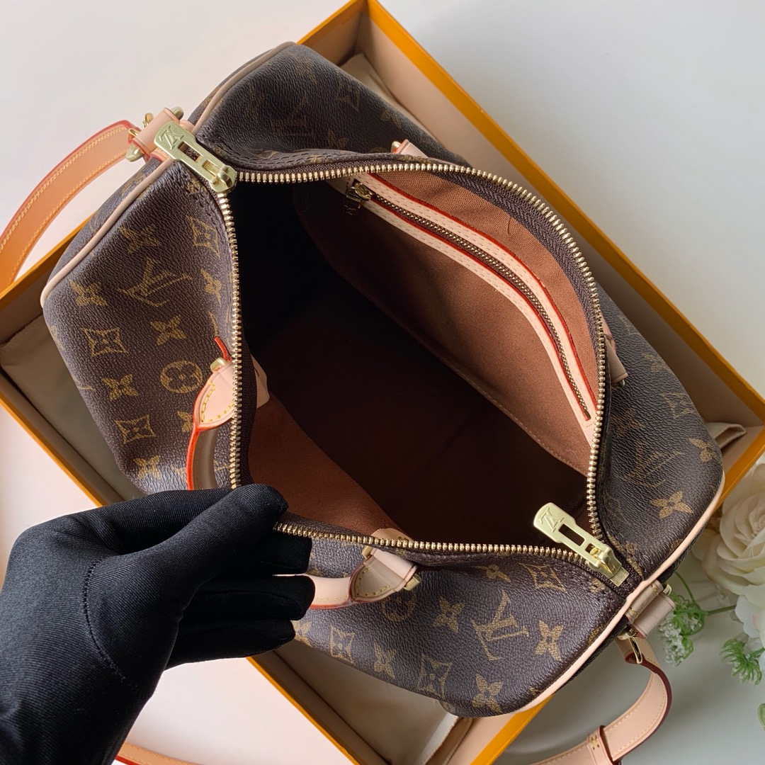 Louis Vuitton LV M41112 Speedy 30 Bag Monogram Canvas With Strap - Default Title - View 9