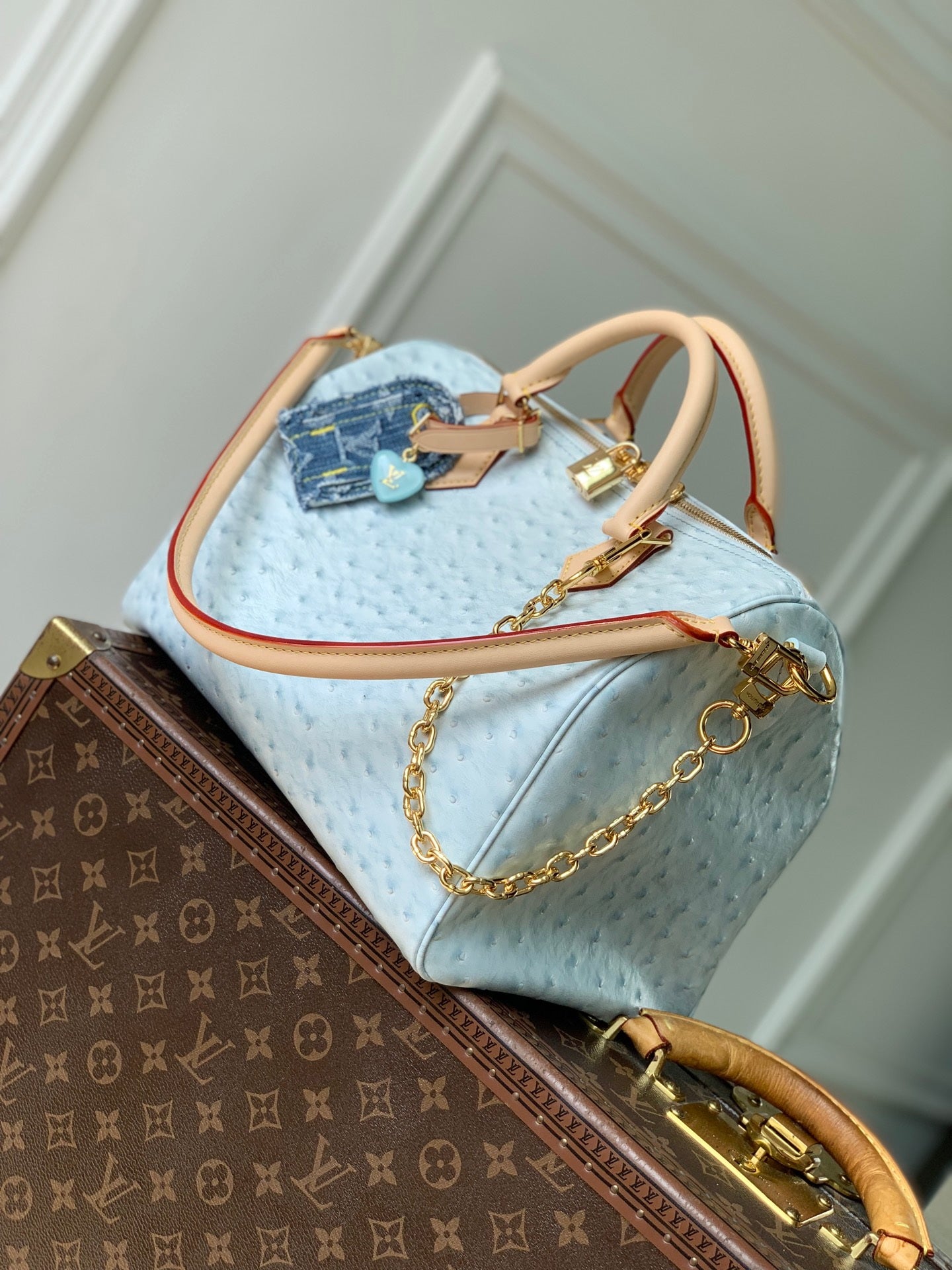 Louis Vuitton LV M41112 Speedy Soft 30 Boho Bag Blue/Ostrich Pattern - Default Title - View 2