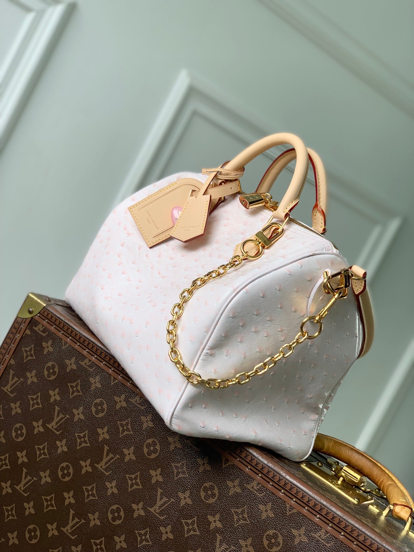 Louis Vuitton LV M41112 Speedy Soft 30 Boho Bag Pink/Ostrich Pattern - Default Title - View 2