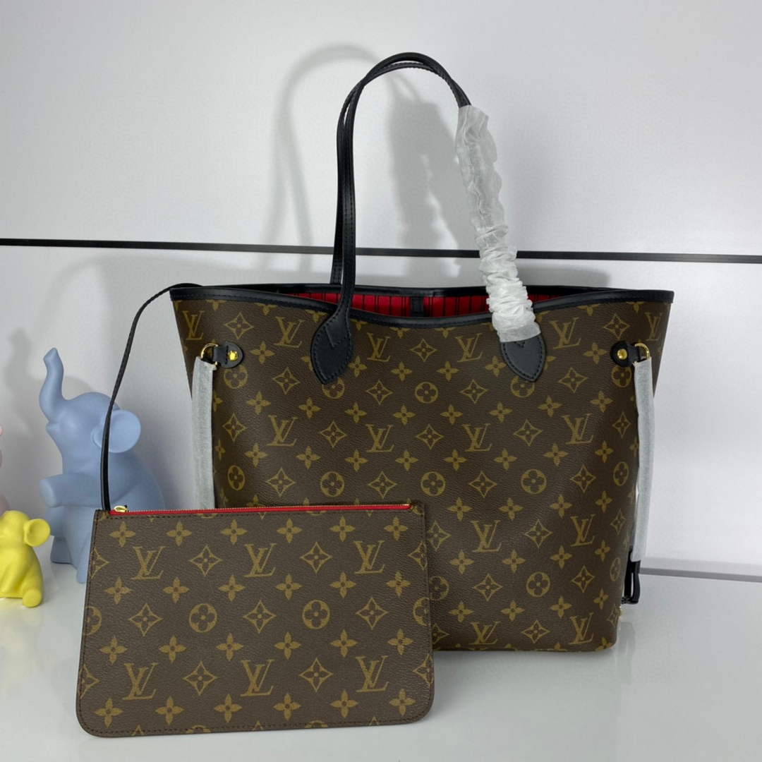 Louis Vuitton LV M41176 Neverfull MM Monogram?Canvas Black - Default Title - View 1