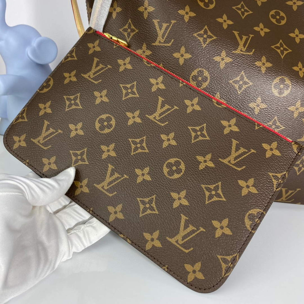 Louis Vuitton LV M41177 Neverfull MM Monogram?Canvas Cerise Red