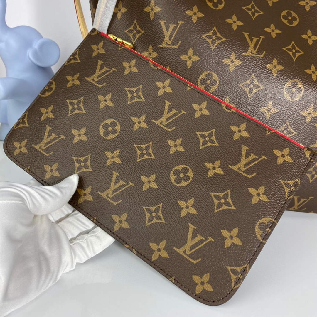 Louis Vuitton LV M41177 Neverfull MM Monogram?Canvas Cerise Red - Default Title - View 5