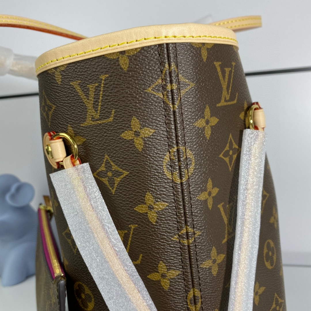 Louis Vuitton LV M41178 Neverfull MM Monogram?Canvas Pivoine Pink