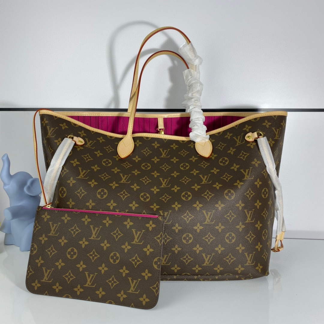 Louis Vuitton LV M41180 Neverfull GM Bag Monogram Canvas Pivoine Pink - Default Title - View 1
