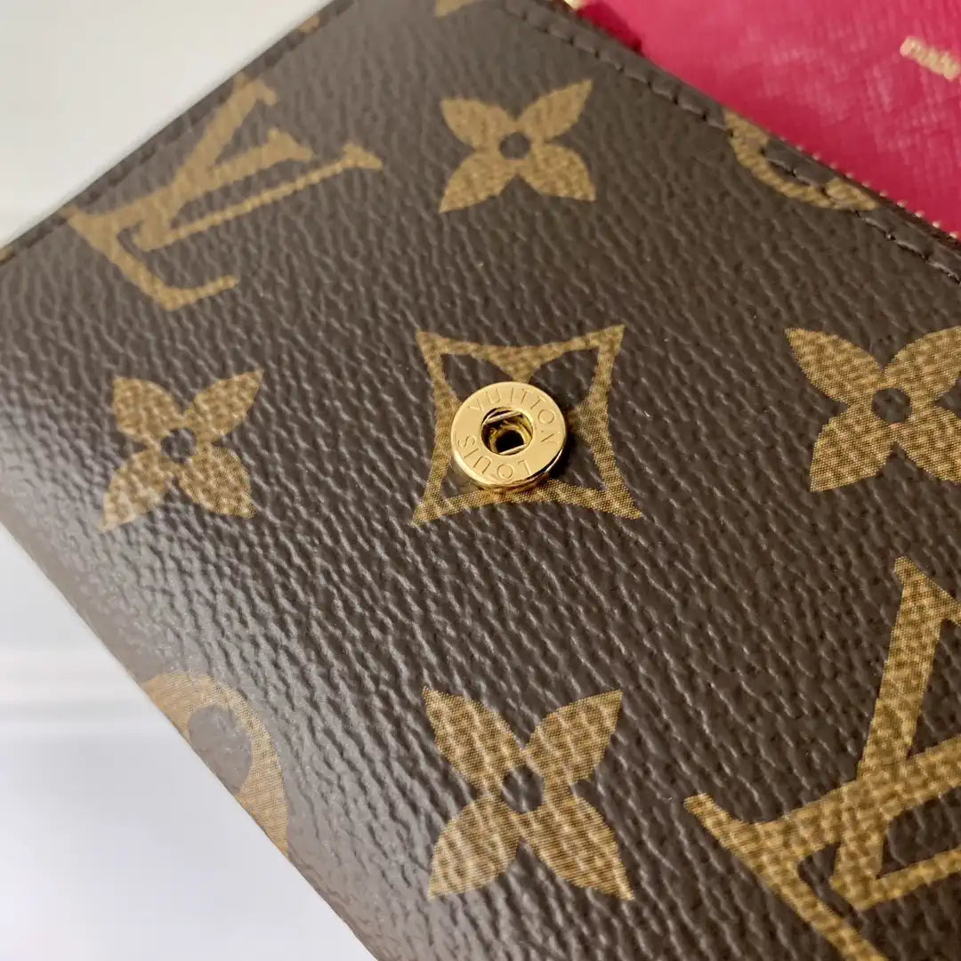 Louis Vuitton LV M41939 Rosalie Coin Purse Gold Rose Red