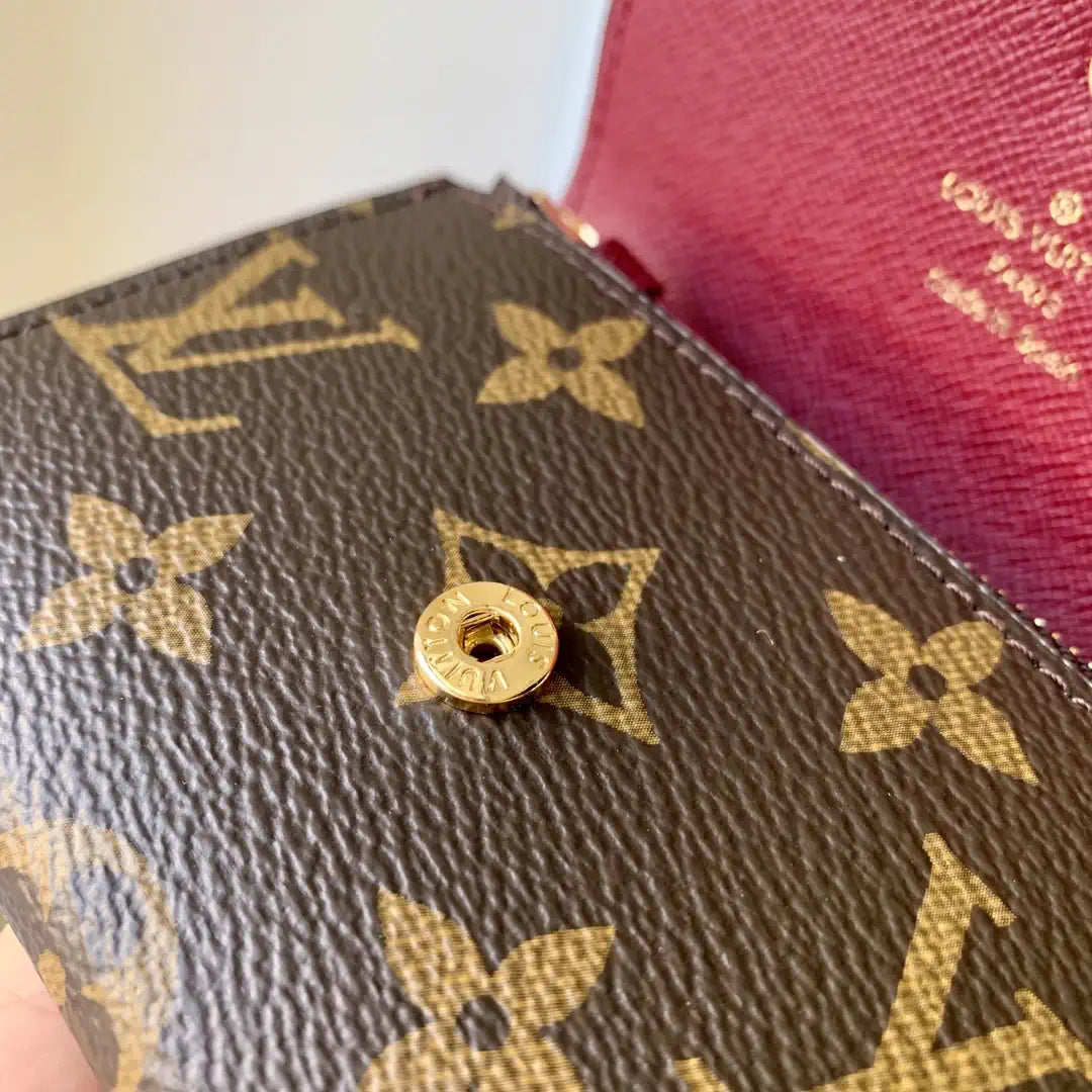 Louis Vuitton LV M41939 Rosalie Coin Purse Gold Wine Red