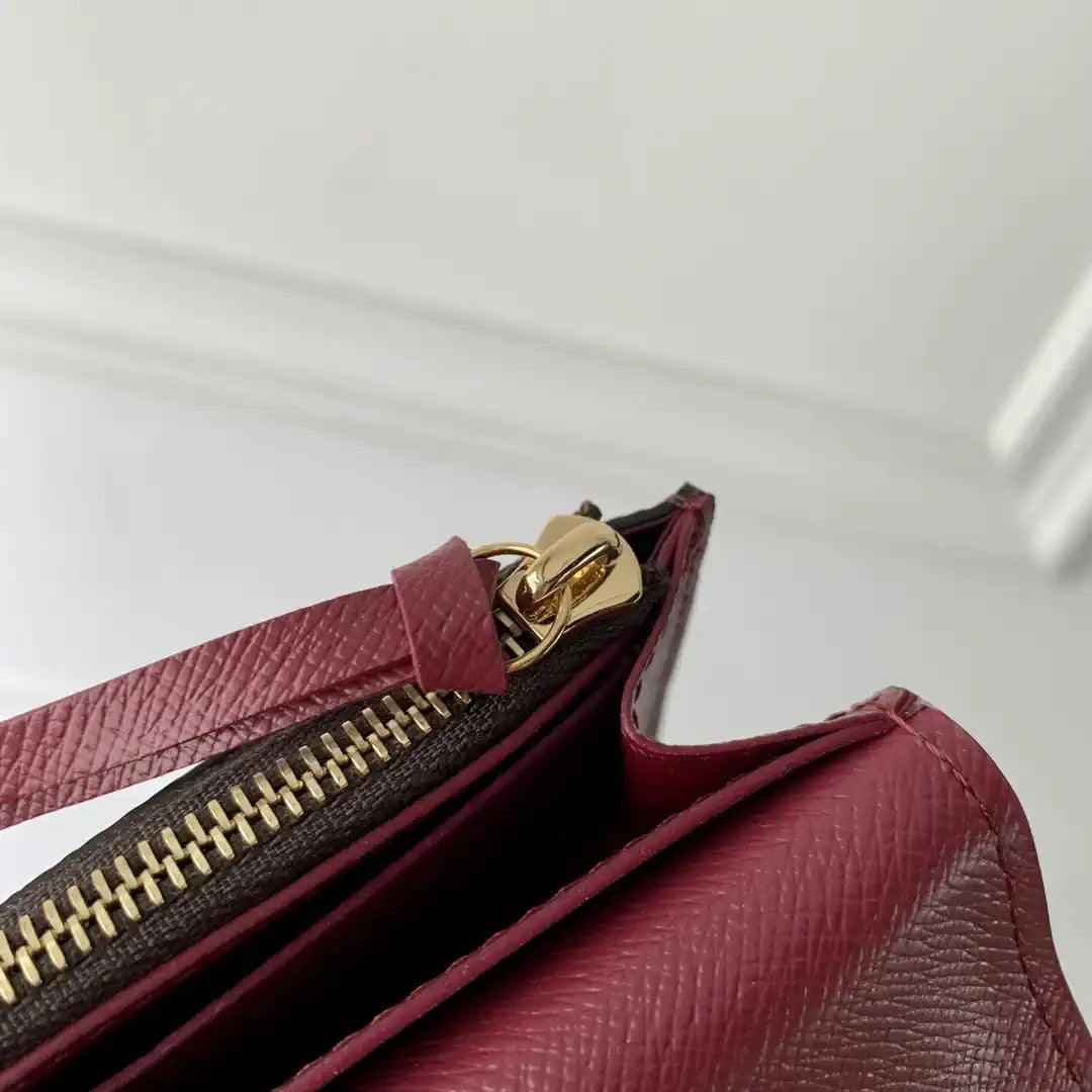 Louis Vuitton LV M41939 Rosalie Coin Purse Gold Wine Red