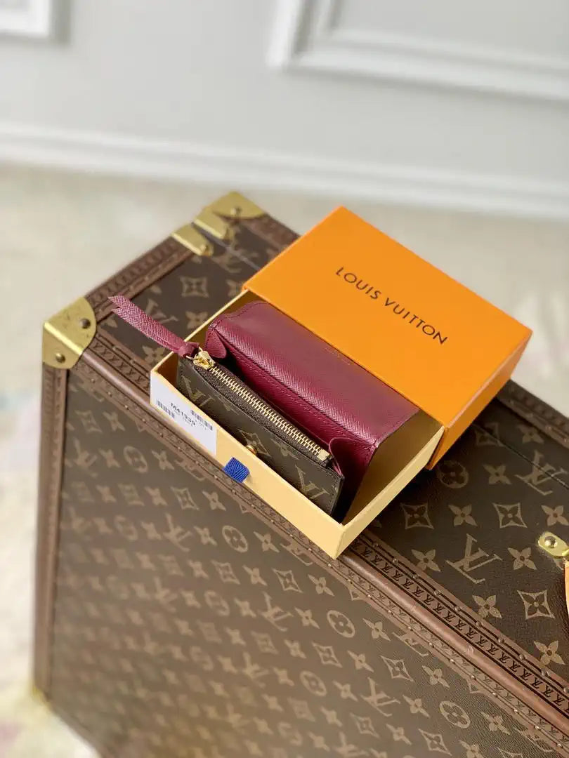 Louis Vuitton LV M41939 Rosalie Coin Purse Gold Wine Red