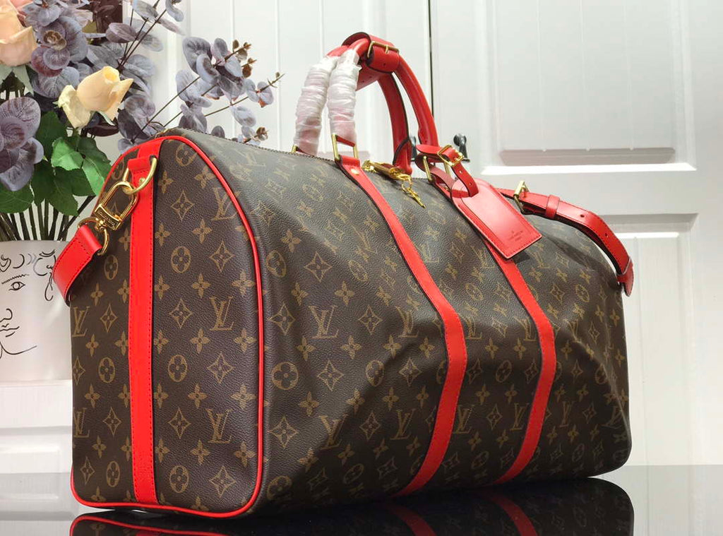 Louis Vuitton LV M44740 Keepall Bandouliere 50 Monogram Bag Red