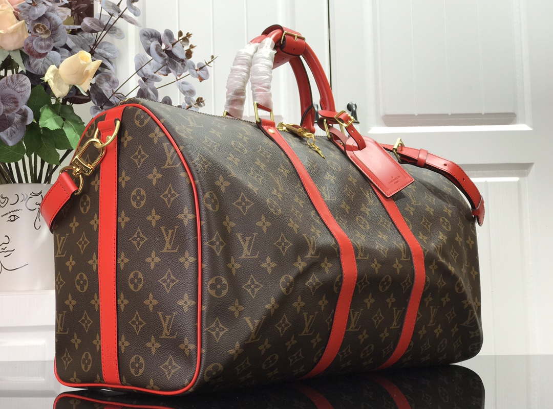 Louis Vuitton LV M44740 Keepall Bandouliere 50 Monogram Bag Red - Default Title - View 2